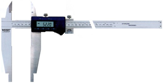 Calibre pie de rey monobloc electrónico-digital DIN 862 con puntas para tornero