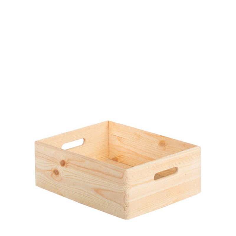 Baúl de almacenaje de madera de pino 80x40x50 cm Astigarraga - Cablematic
