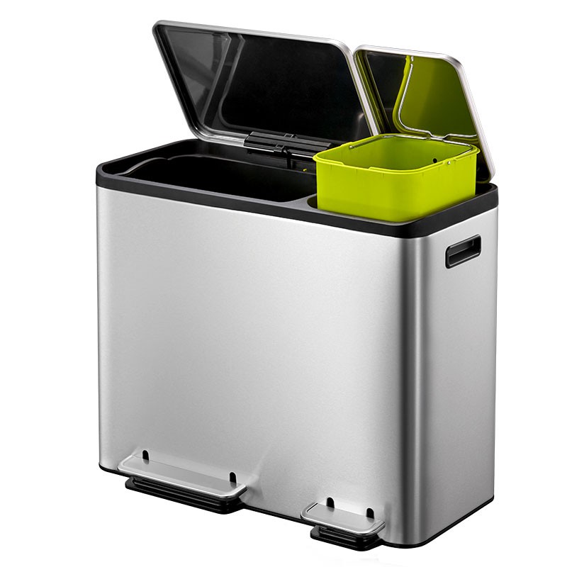 Contenedor reciclaje 3 compartimentos de 15L inox 8200265
