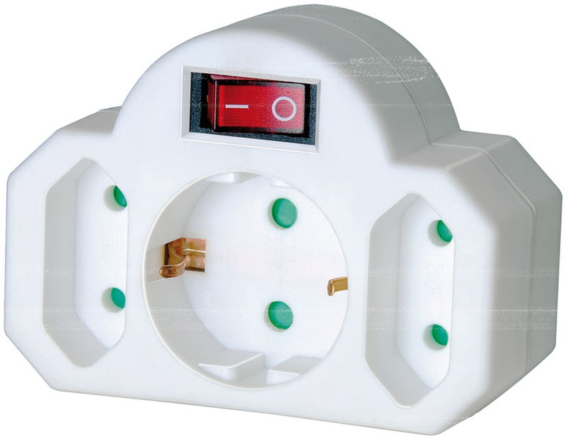 BRENNENSTUHL 1508100 - Enchufe adaptador con interruptor de encendido y 2 +  1 tomas de corriente — Ferretería Luma
