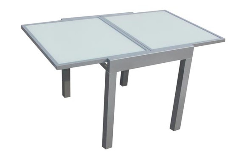 Mesa exterior extensible con aluminio acabado en blanco