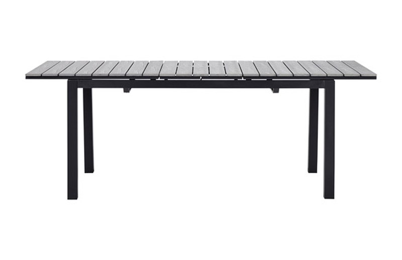 Mesa alta terraza bar 110x70 cm aluminio negro y lamas de Polywood Color  Nogal Oscuro HOBETO FORIS